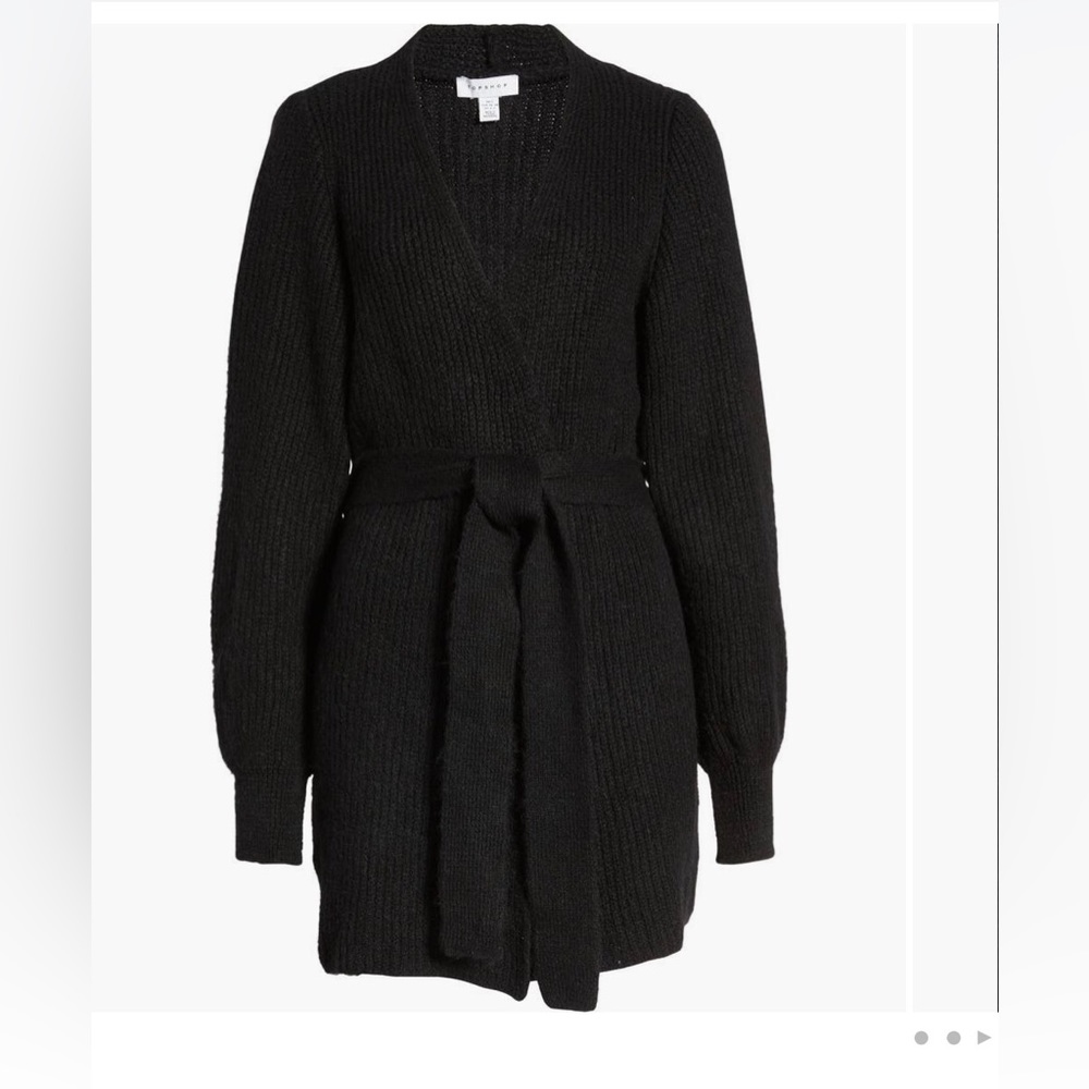 Topshop Belted Blouson Sleeve Cardigan Size S